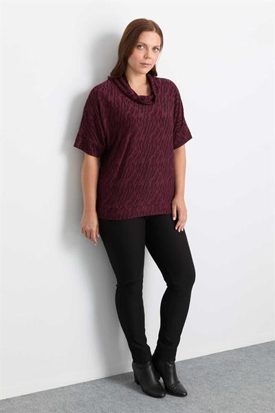 Büyük Beden Degaje Yaka Zebra Desen Bluz  /  BORDO