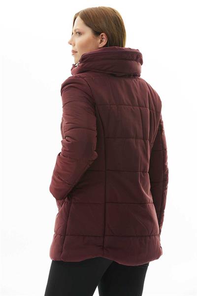 Büyük Beden Dik Yaka Geniş Fleto Cep Anorak  /  BORDO