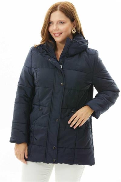 Büyük Beden Dik Yaka Geniş Fleto Cep Anorak  /  LACİVERT