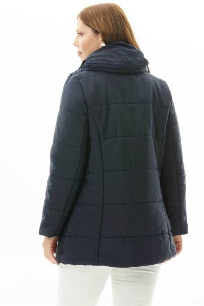 Büyük Beden Dik Yaka Geniş Fleto Cep Anorak  /  LACİVERT