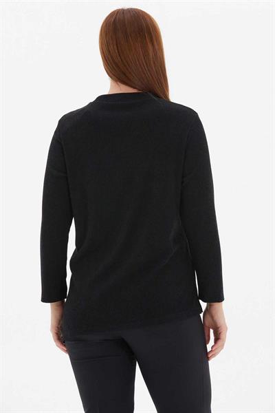 Büyük Beden Eteği Asimetrik Triko Bluz  /  SİYAH