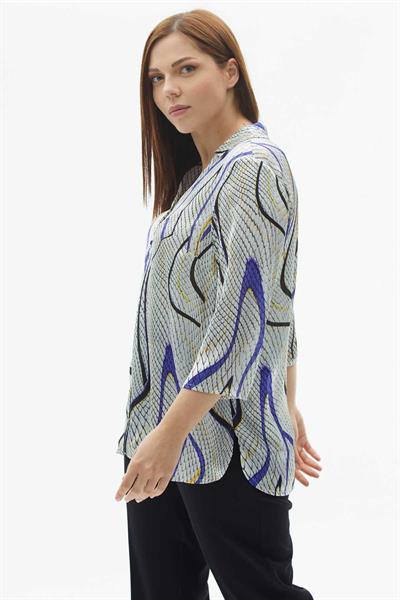 Büyük Beden Gömlek Yaka Piton Desen Bluz  /  MOR