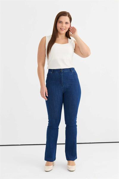 Büyük Beden İspanyol Paça Kot Pantolon  /  MAVİ