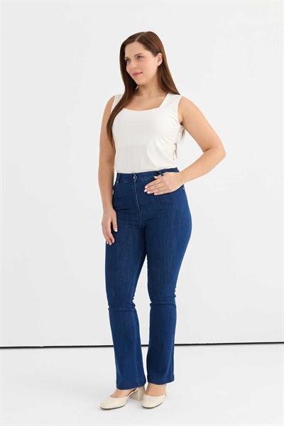 Büyük Beden İspanyol Paça Kot Pantolon  /  MAVİ