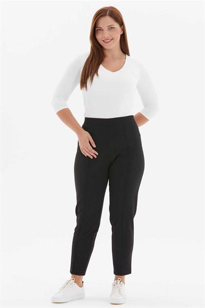 Büyük Beden Önü Nervürlü Örme Pantolon  /  SİYAH