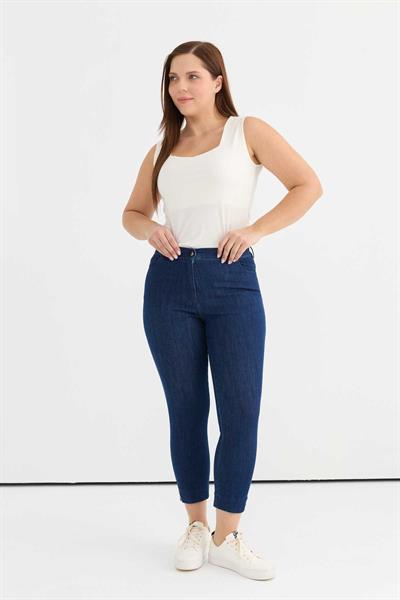 Büyük Beden Paçası Taşlı Kot Pantolon  /  İNDİGO