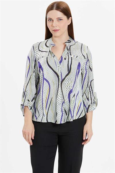 Büyük Beden Piton Desen Önü Plikaşe Bluz  /  MOR