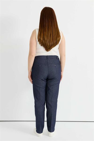 Büyük Beden Spor Cep Beli Yarım Lastikli Kot Pantolon  /  İNDİGO