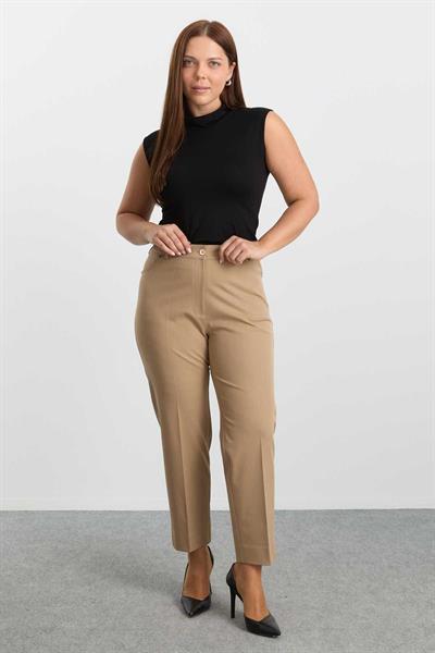 Büyük Beden Spor Cep Lastikli Pantolon  /  CAMEL