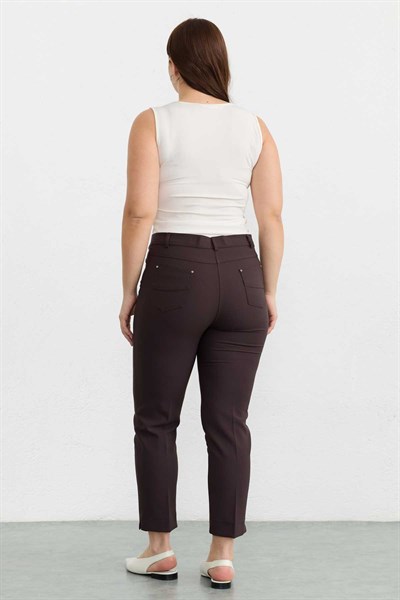 Büyük Beden Spor Cep Paçası Yırtmaçlı Pantolon  /  KAHVE