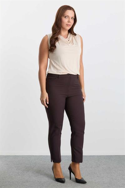 Büyük Beden Spor Cep Paçası Yırtmaçlı Pantolon  /  KAHVE