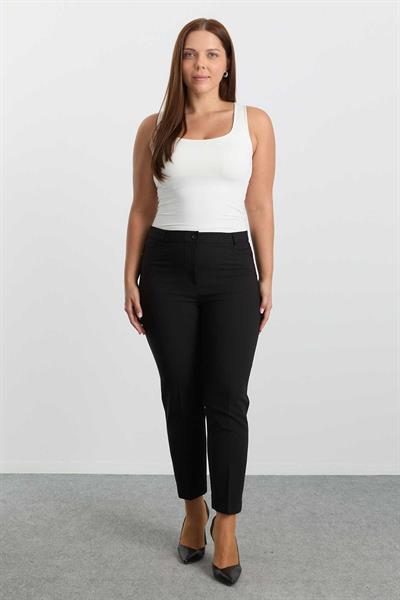 Büyük Beden Spor Cep Paçası Yırtmaçlı Pantolon  /  SİYAH