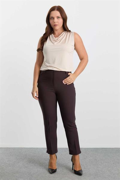 Büyük Beden Spor Cep Paçası Yırtmaçlı Pantolon  /  KAHVE