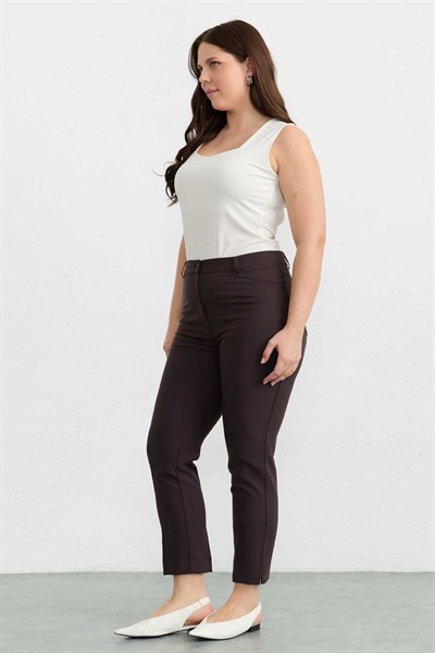 Büyük Beden Spor Cep Paçası Yırtmaçlı Pantolon  /  KAHVE