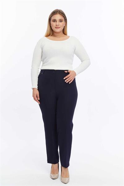 Büyük Beden Spor Cep Yarım Lastikli Pantolon  /  LACİVERT