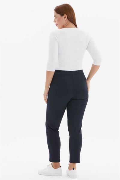 Büyük Beden Yan Cep Dar Paça Örme Pantolon  /  LACİVERT