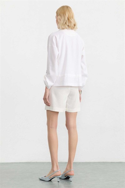 Çift Cepli Alttan Bağlamalı Ceket  /  BEYAZ