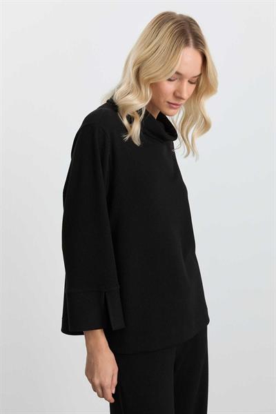Degaje Yaka Kendinden Fitilli Bluz  /  SİYAH