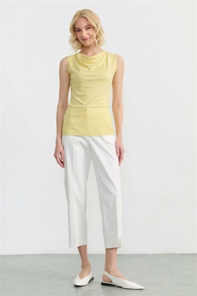 Degaje Yaka Kolsuz Bluz  /  SARI