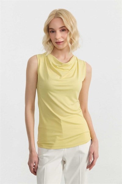 Degaje Yaka Kolsuz Bluz  /  SARI