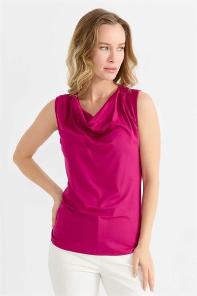 Degaje Yaka Kolsuz Penye Bluz  /  FUŞYA