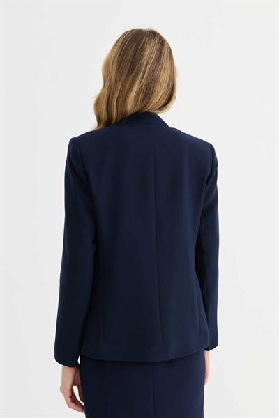 Dik Yaka Agraf Üstü Düğmeli Ceket  /  LACİVERT