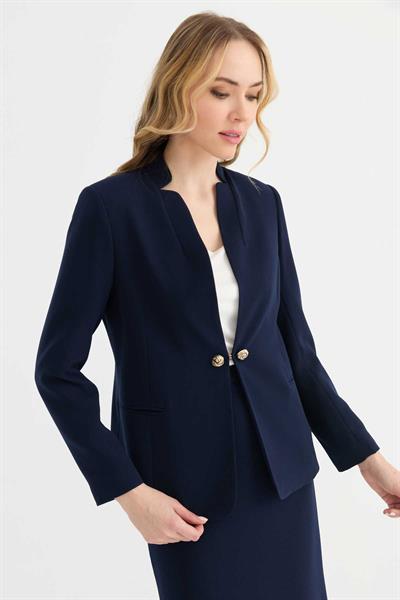 Dik Yaka Agraf Üstü Düğmeli Ceket  /  LACİVERT