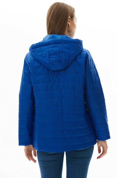 Dik Yaka Kapüşonlu Cebi Fermuarlı Kapitone Mont  /  SAKS