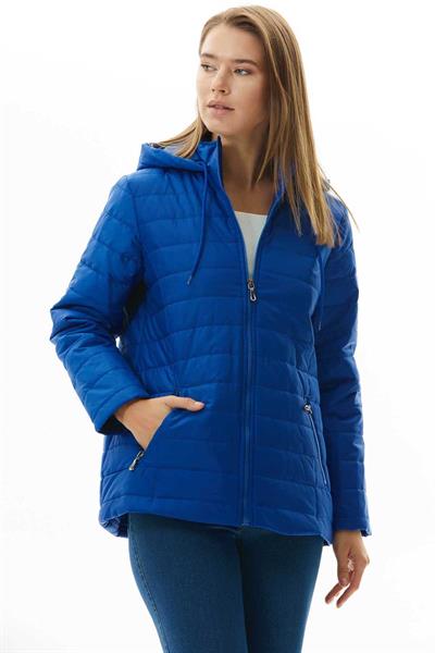 Dik Yaka Kapüşonlu Cebi Fermuarlı Kapitone Mont  /  SAKS