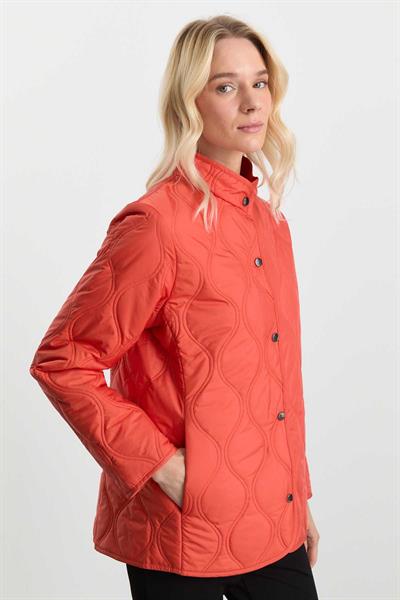 Dik Yaka Önü Çıtçıtlı Soğan Kapitone Mont  /  KİREMİT