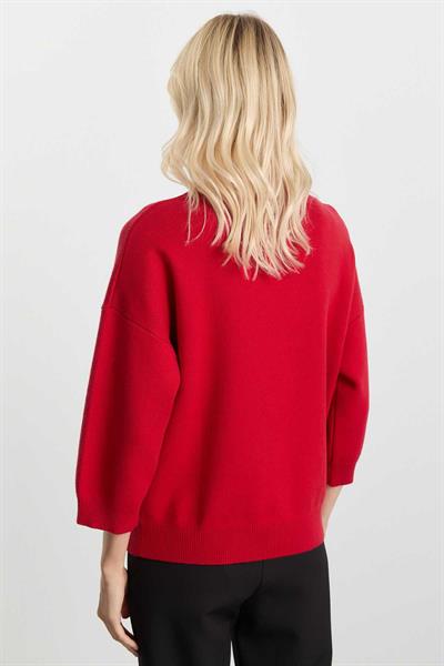 Dik Yaka Truvakar Kol Triko Bluz  /  KIRMIZI