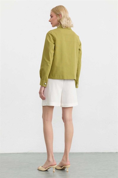 Dıştan Cep Bebe Yaka Ceket  /  YEŞİL