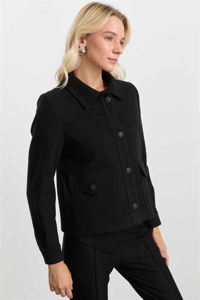 Dıştan Cep Diagonal Çizgili Mont  /  SİYAH