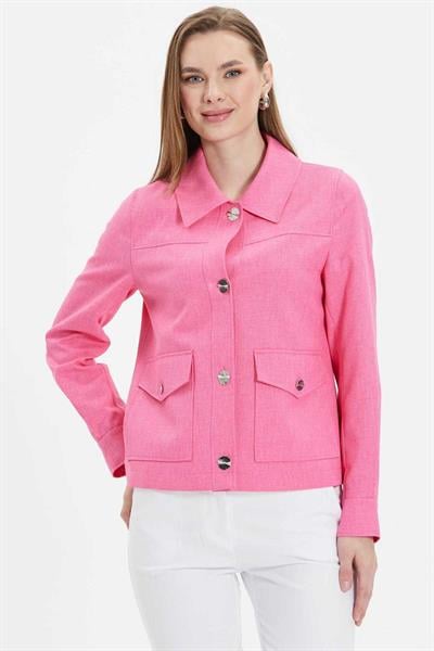 Dıştan Cep Şömizye Yaka Ceket  /  PEMBE