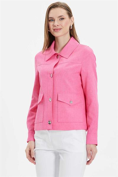 Dıştan Cep Şömizye Yaka Ceket  /  PEMBE