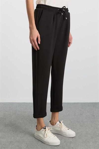 Duble Paça Beli Lastikli Plili Örme Pantolon  /  SİYAH