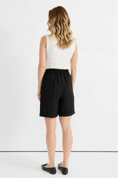 Duble Paça Beli Lastikli Şort  /  SİYAH