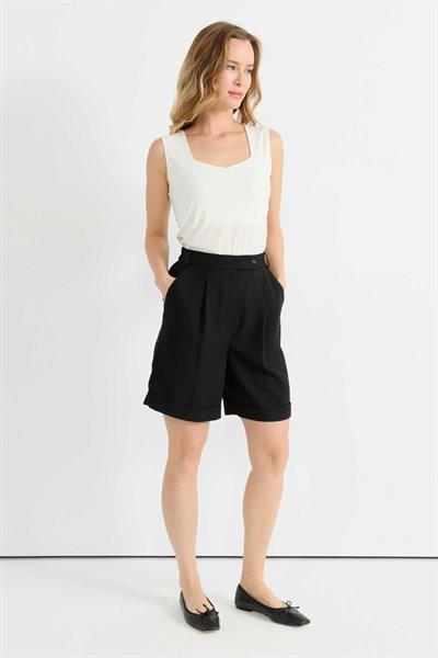 Duble Paça Beli Lastikli Şort  /  SİYAH
