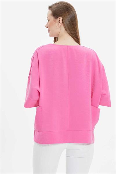 Düşük Kol Yanları Cepli Bluz  /  PEMBE