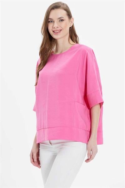 Düşük Kol Yanları Cepli Bluz  /  PEMBE