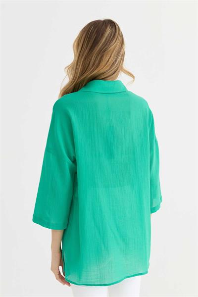 Düşük Kol Yanları Yırtmaçlı Bluz  /  YEŞİL