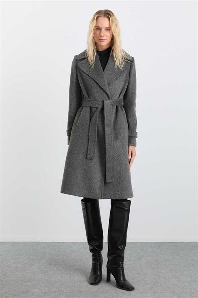 Erkek Yaka Bağlamalı Kaban  /  ANTRASİT