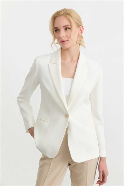 Erkek Yaka Tek Düğme Ceket  /  EKRU