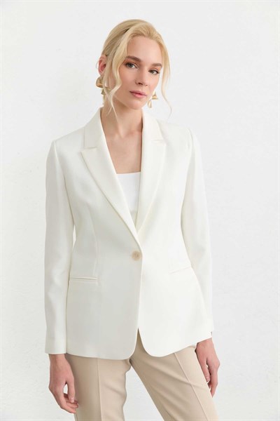 Erkek Yaka Tek Düğme Ceket  /  EKRU