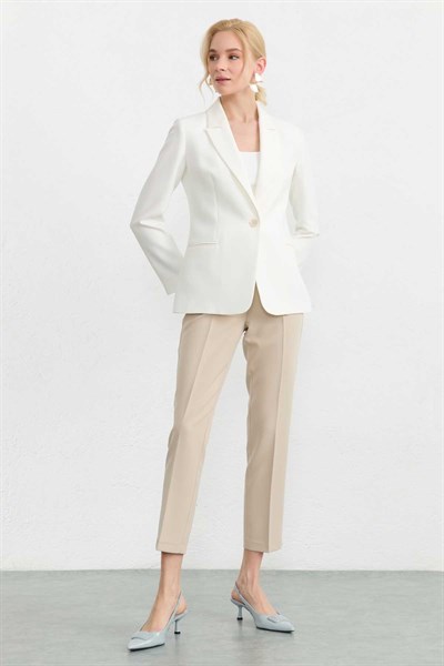 Erkek Yaka Tek Düğme Ceket  /  EKRU