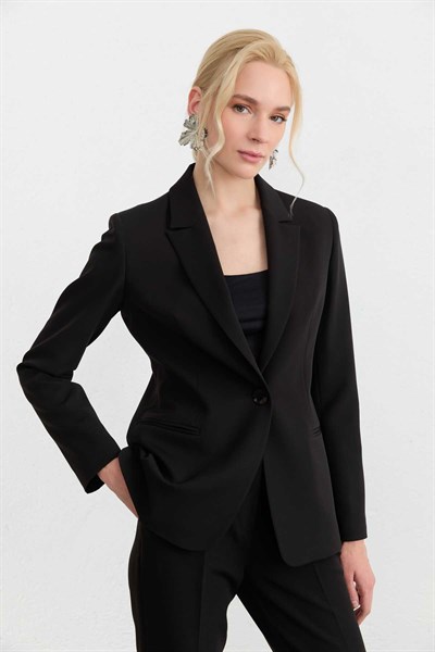 Erkek Yaka Tek Düğme Ceket  /  SİYAH