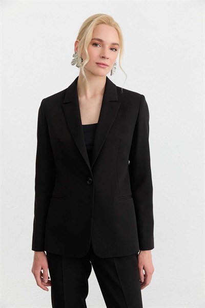 Erkek Yaka Tek Düğme Ceket  /  SİYAH