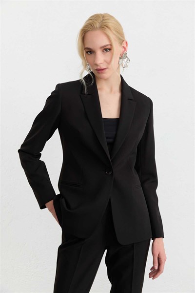 Erkek Yaka Tek Düğme Ceket  /  SİYAH