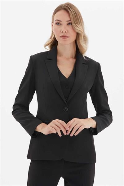 Erkek Yaka Tek Düğme Ceket  /  SİYAH