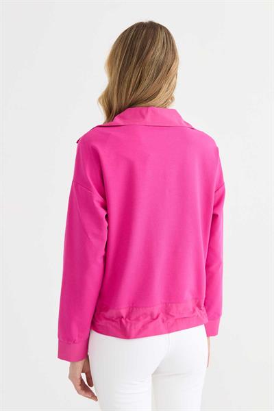 Etek Ucu Lastikli Koton Kombinli Bluz  /  FUŞYA